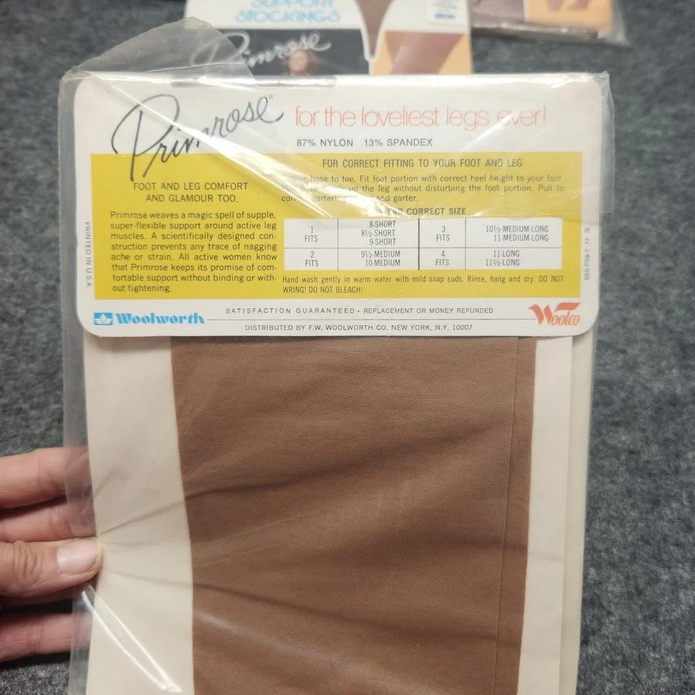 Primrose Vintage Lot 5 Support Stockings Pantyhose Woolworth Woolco Size 3 #477